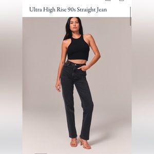 Abercrombie & Fitch The ‘90s Straight Ultra High Rise, Black, 26 XS 🖤